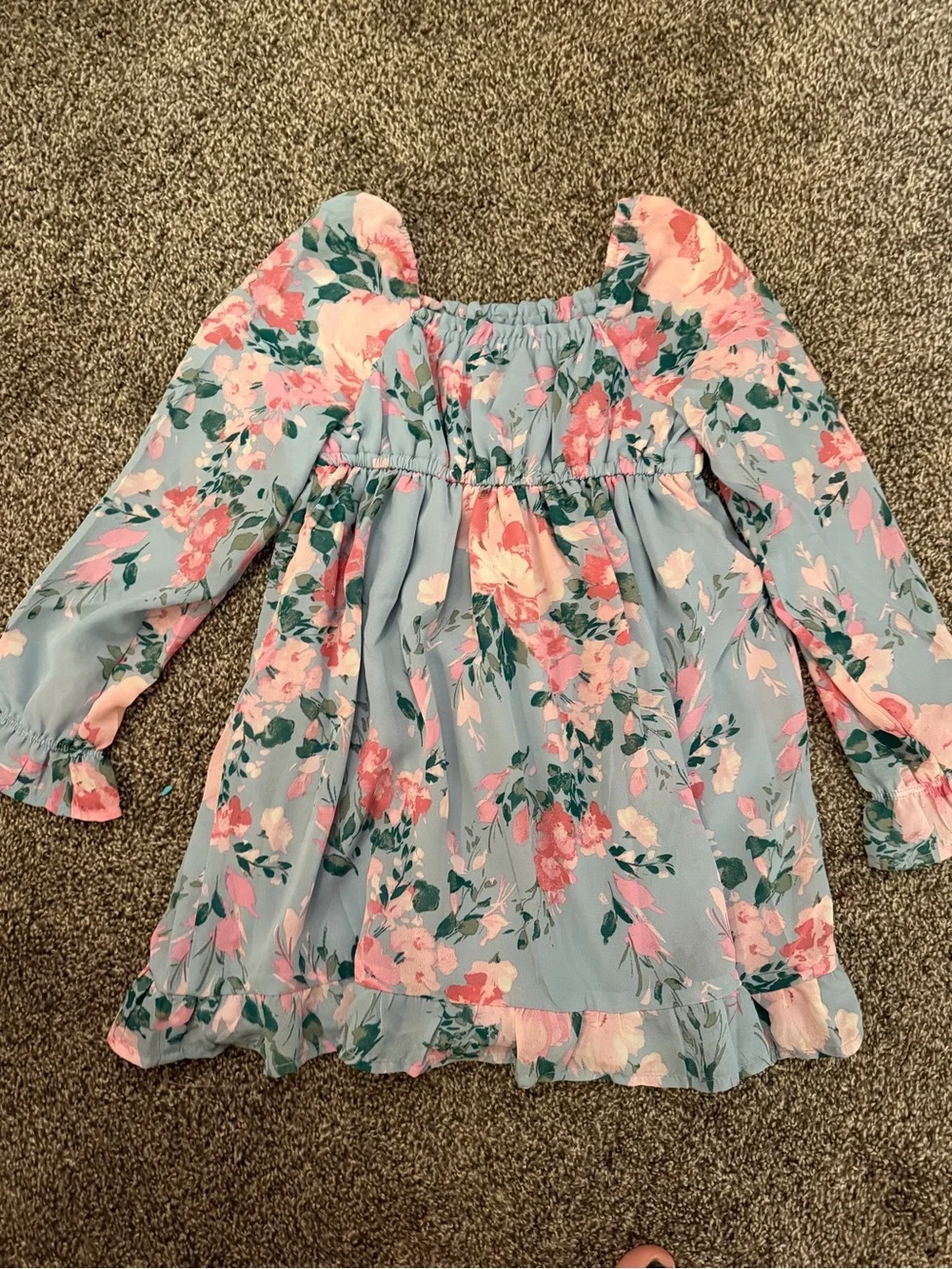 The Children's Place Light Blue Floral Ruffle-Hem Dress